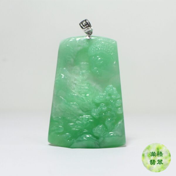 18k白金吊墜扣鑲翡翠玉器佛祖釋迦牟尼吊墜/附香港翡翠鑑定證書SC151854