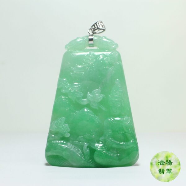 18k白金吊墜扣鑲翡翠玉器觀音吊墜/附香港翡翠鑑定證書SC151858