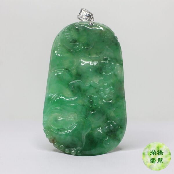 18K鑲鑽玉器A貨翡翠花鳥牌/附香港翡翠鑑定證書M42744