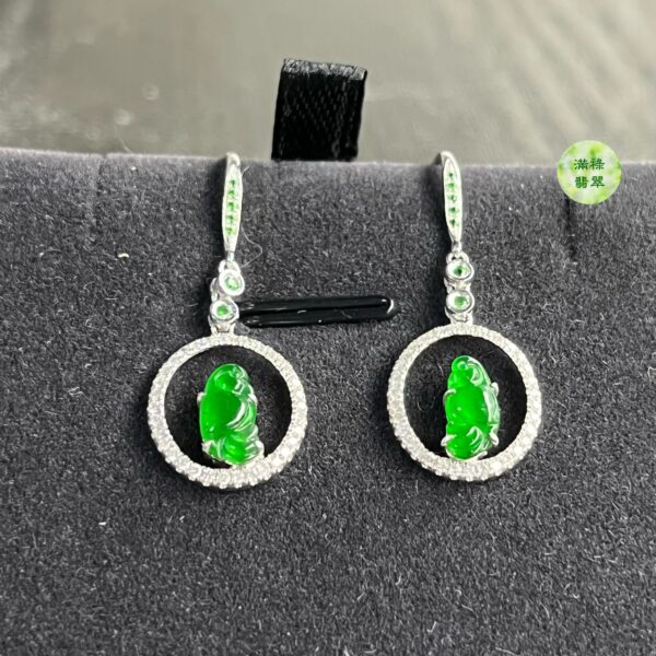 翡翠,玉器,A貨玉,翡翠玉器,翡翠耳環,耳釘,鸚鵡,18K翡翠,翡翠鑑定證,