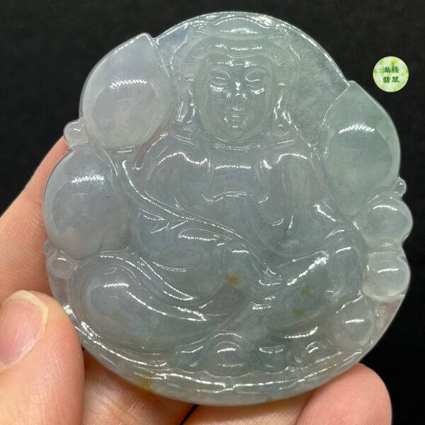 翡翠A貨玉器玉觀音菩薩翡翠吊墜 觀音面相端正詳和 厚身大件