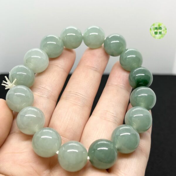 翡翠玉器A貨玉圓珠手串12.8mm 圓珠形寓意事事圓滿 處世圓通 百事百順