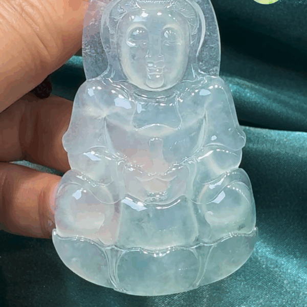 翡翠A貨玉器觀音菩薩翡翠吊墜 66 x 41 x 6.4mm