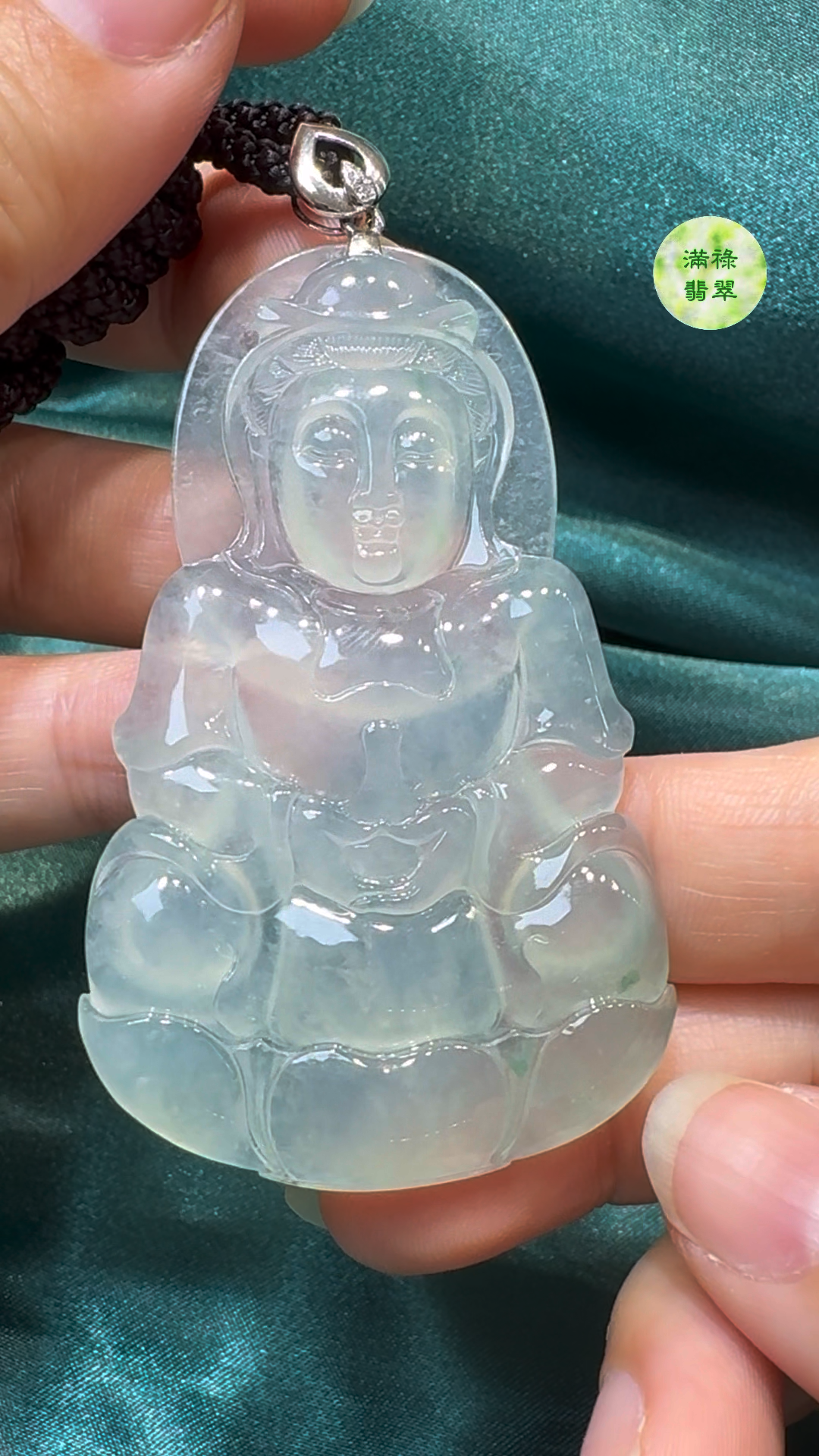 翡翠A貨玉器觀音菩薩翡翠吊墜 66 x 41 x 6.4mm 8 翡翠A貨玉器觀音菩薩翡翠吊墜 66 x 41 x 6.4mm - Image 8