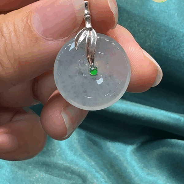 18K翡翠A貨玉器平安扣翡翠吊墜主石約20 x 4.4 mm