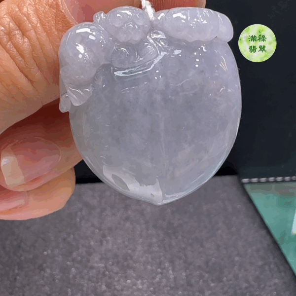 翡翠A貨玉器紫羅蘭桃翡翠吊墜 35 x 32 x 11mm