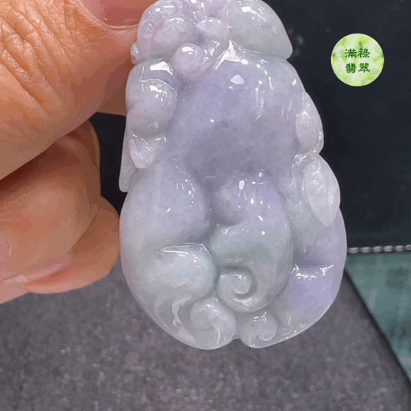 翡翠A貨玉器紫羅蘭佛手瓜翡翠吊墜 46 x 28 x 12mm