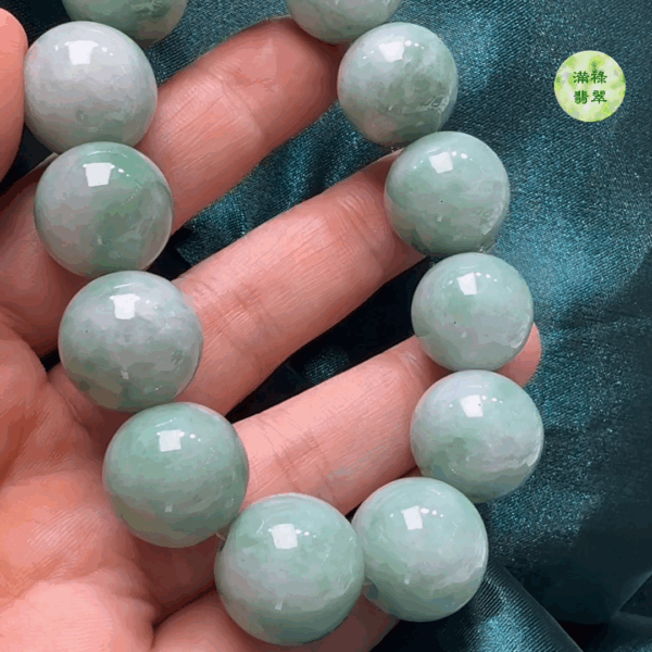 翡翠A貨玉器翡翠圓珠翡翠手串 珠粒直徑約14.4mm