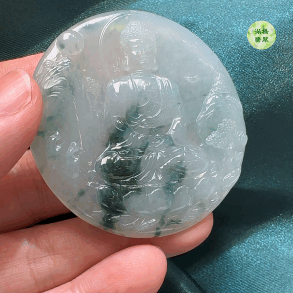 翡翠A貨玉器大日如來佛祖吊墜 55-5.8mm