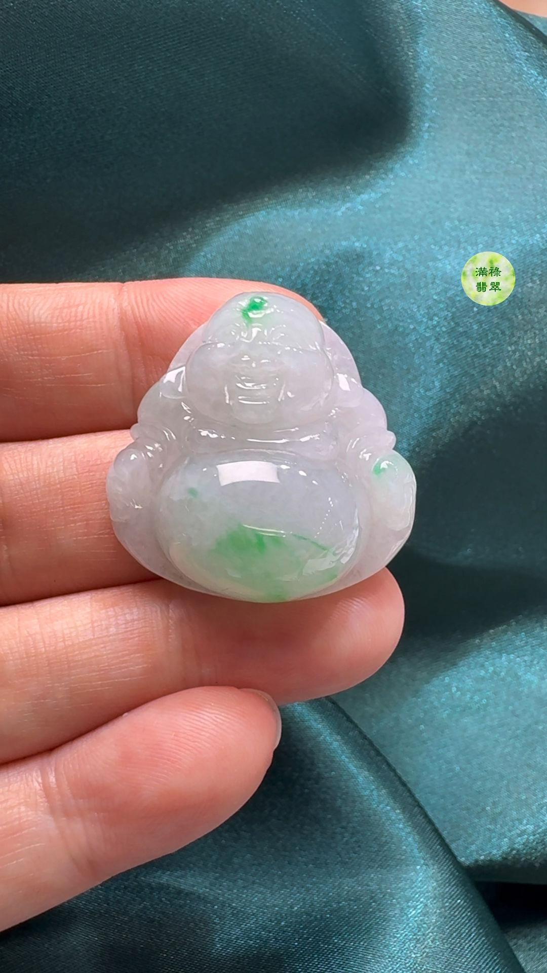 翡翠A貨玉器彌勒佛公吊墜29-29-11mm 3 翡翠A貨玉器彌勒佛公吊墜29-29-11mm - Image 3