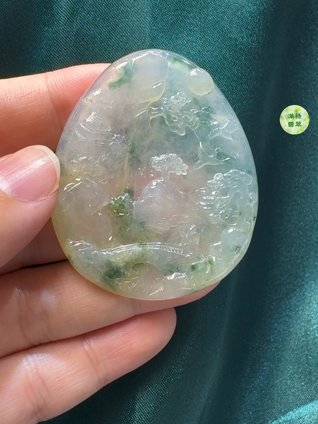 翡翠A貨玉器山水吊墜 51 x 43 x 5.9mm 5 翡翠A貨玉器山水吊墜 51 x 43 x 5.9mm - Image 5