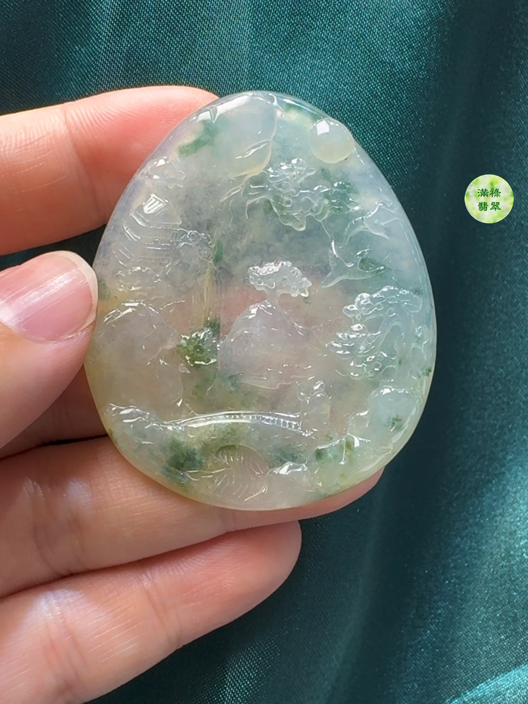 翡翠A貨玉器山水吊墜 51 x 43 x 5.9mm 6 翡翠A貨玉器山水吊墜 51 x 43 x 5.9mm - Image 6