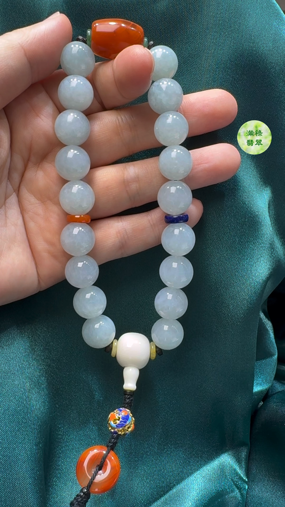 翡翠A貨玉器圓珠手佛珠手持12mm 1 翡翠A貨玉器圓珠手佛珠手持12mm