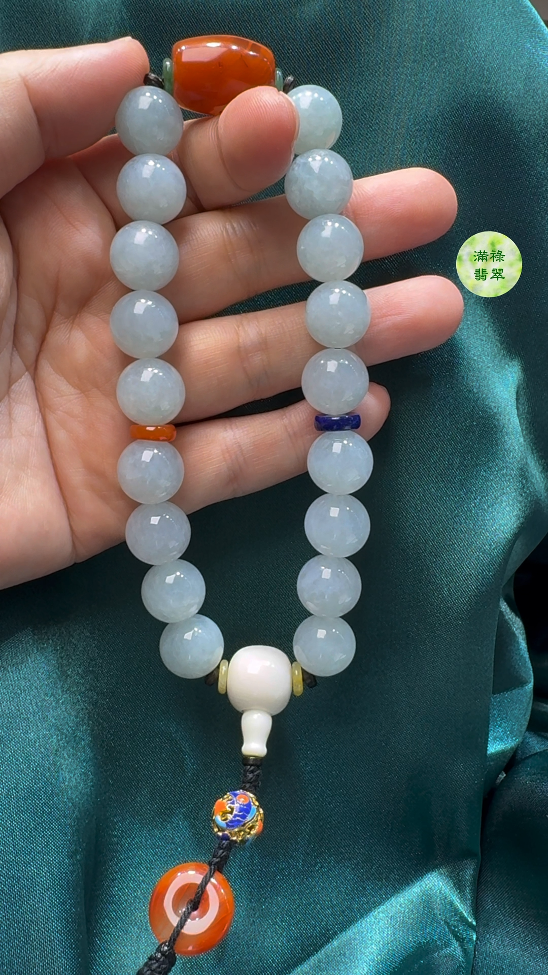翡翠A貨玉器圓珠手佛珠手持12mm 2 翡翠A貨玉器圓珠手佛珠手持12mm - Image 2