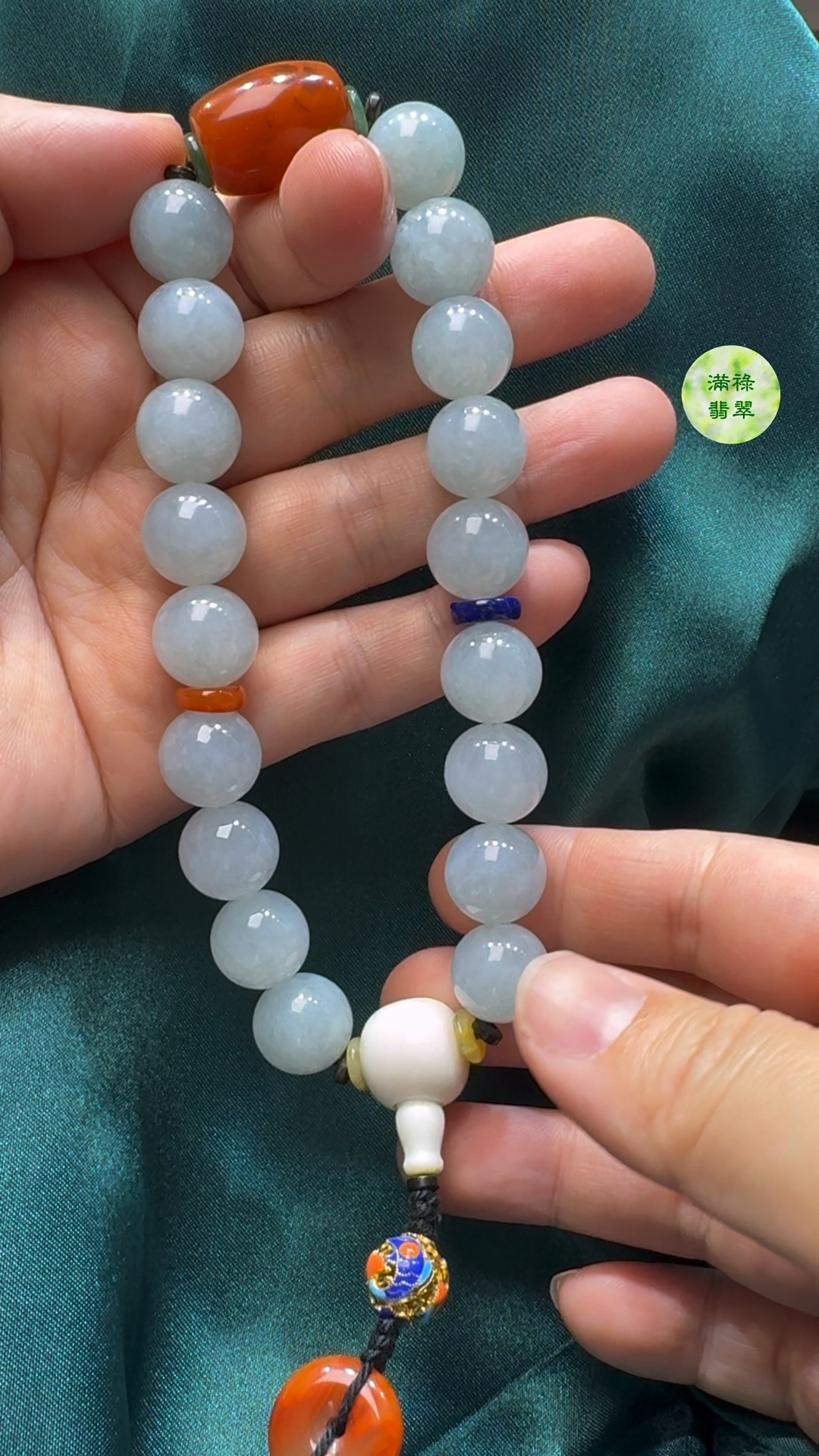 翡翠A貨玉器圓珠手佛珠手持12mm 4 翡翠A貨玉器圓珠手佛珠手持12mm - Image 4