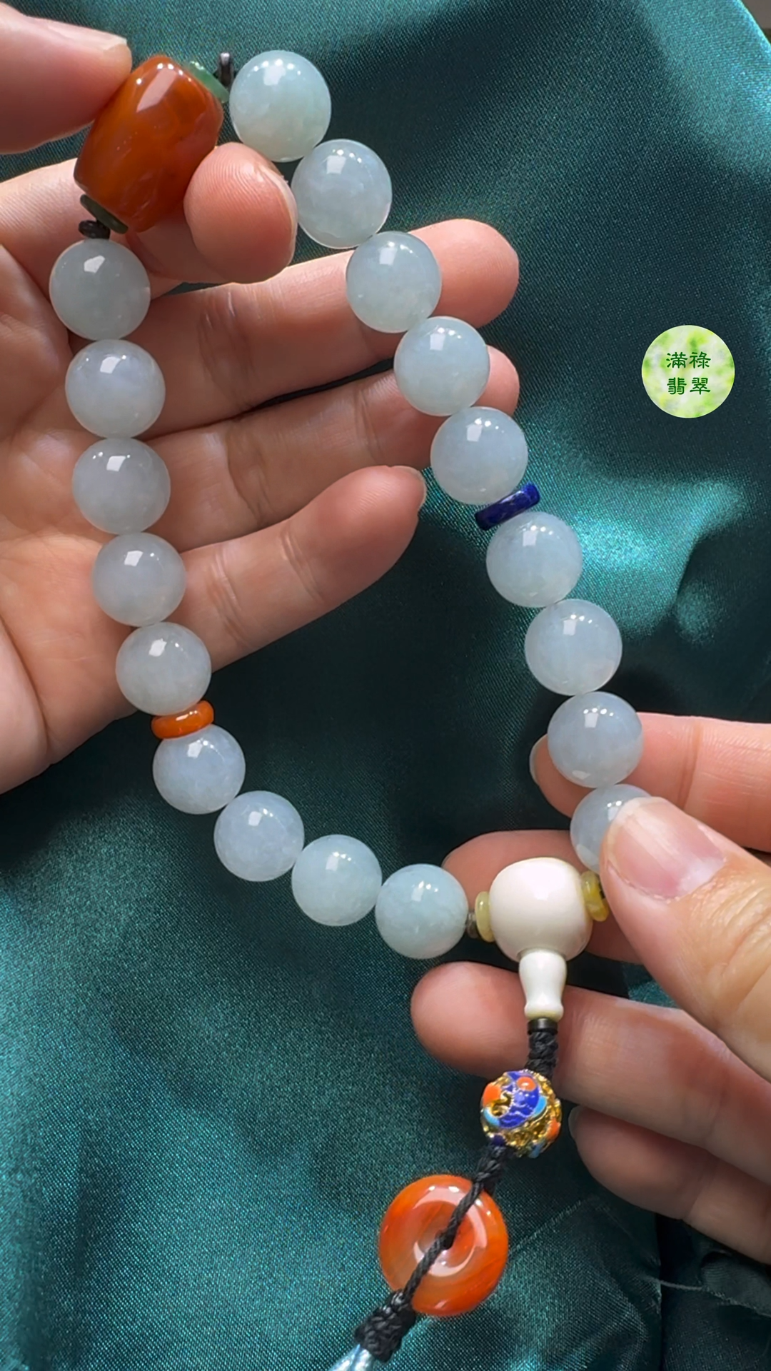 翡翠A貨玉器圓珠手佛珠手持12mm 5 翡翠A貨玉器圓珠手佛珠手持12mm - Image 5