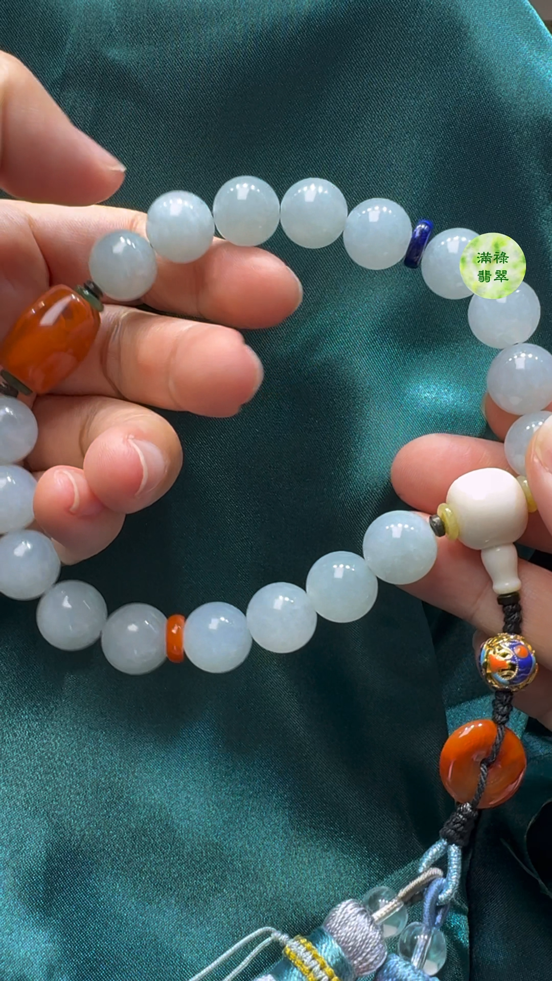 翡翠A貨玉器圓珠手佛珠手持12mm 6 翡翠A貨玉器圓珠手佛珠手持12mm - Image 6