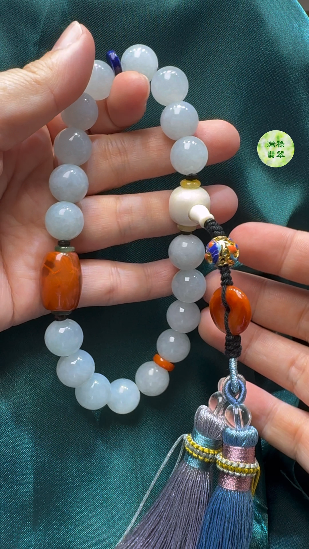 翡翠A貨玉器圓珠手佛珠手持12mm 7 翡翠A貨玉器圓珠手佛珠手持12mm - Image 7