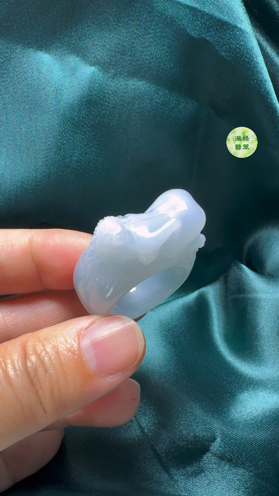 翡翠A貨玉器女姿態玉扳指翡翠戒指外徑38内徑20.6寬14.5mm 2 翡翠A貨玉器女姿態玉扳指翡翠戒指外徑38内徑20.6寬14.5mm - Image 2