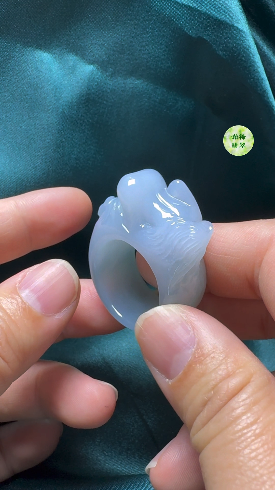 翡翠A貨玉器女姿態玉扳指翡翠戒指外徑38内徑20.6寬14.5mm 3 翡翠A貨玉器女姿態玉扳指翡翠戒指外徑38内徑20.6寬14.5mm - Image 3