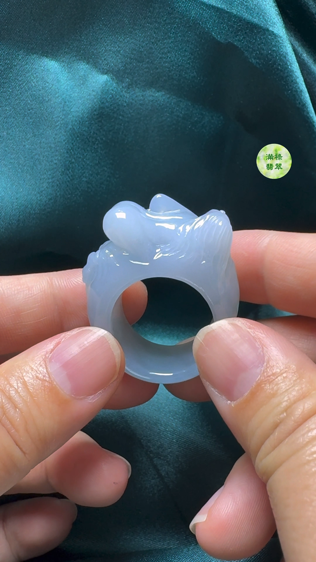 翡翠A貨玉器女姿態玉扳指翡翠戒指外徑38内徑20.6寬14.5mm 4 翡翠A貨玉器女姿態玉扳指翡翠戒指外徑38内徑20.6寬14.5mm - Image 4