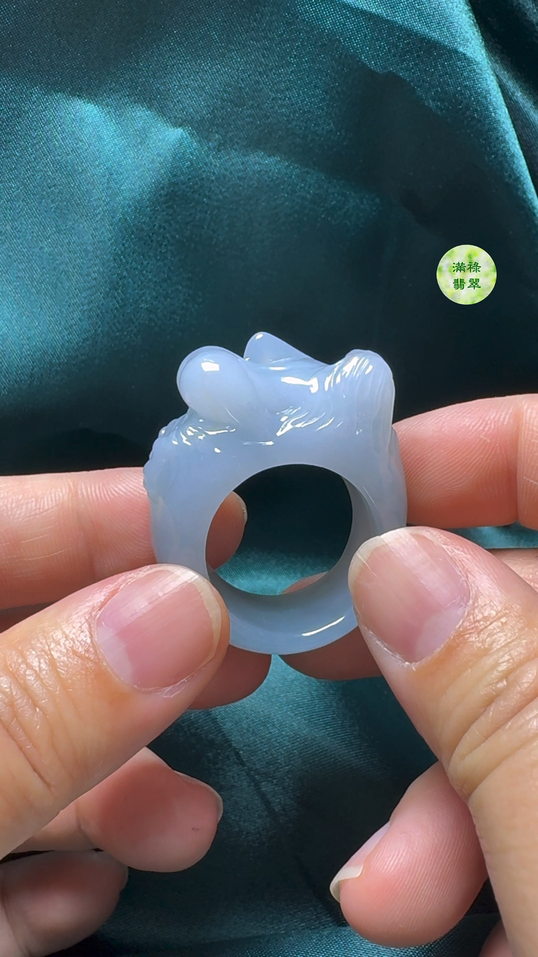 翡翠A貨玉器女姿態玉扳指翡翠戒指外徑38内徑20.6寬14.5mm 5 翡翠A貨玉器女姿態玉扳指翡翠戒指外徑38内徑20.6寬14.5mm - Image 5