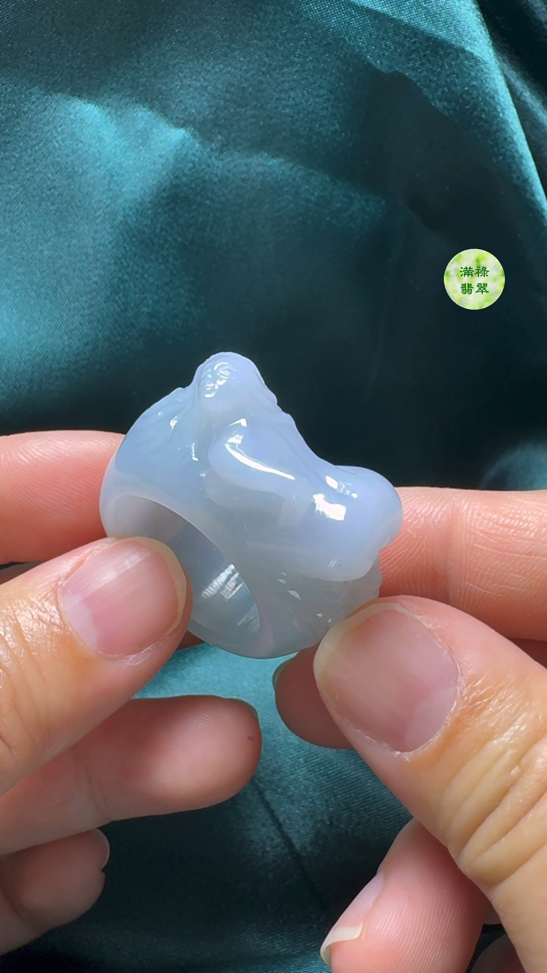 翡翠A貨玉器女姿態玉扳指翡翠戒指外徑38内徑20.6寬14.5mm 8 翡翠A貨玉器女姿態玉扳指翡翠戒指外徑38内徑20.6寬14.5mm - Image 8