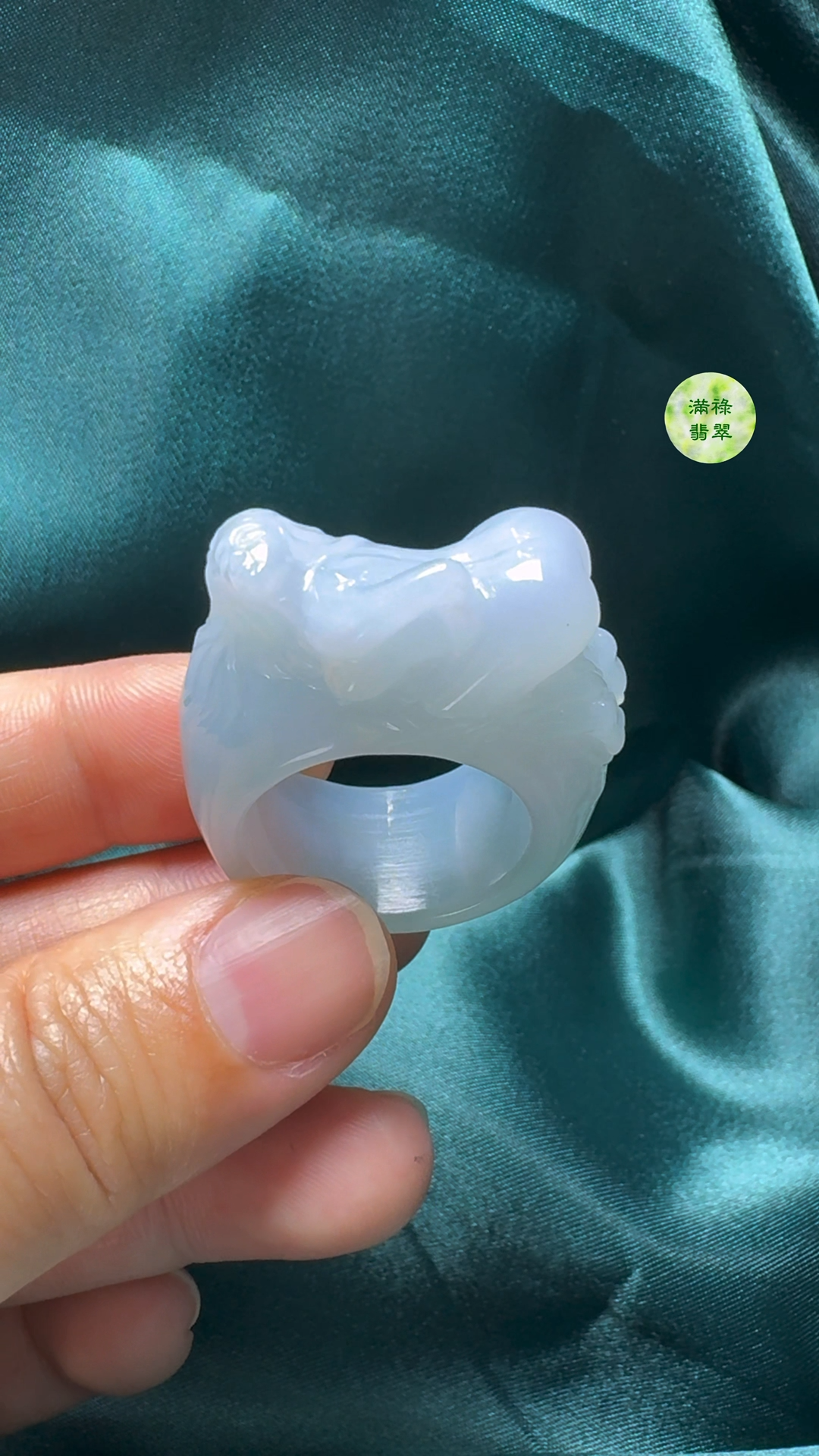 翡翠A貨玉器女姿態玉扳指翡翠戒指外徑38内徑20.6寬14.5mm 9 翡翠A貨玉器女姿態玉扳指翡翠戒指外徑38内徑20.6寬14.5mm - Image 9