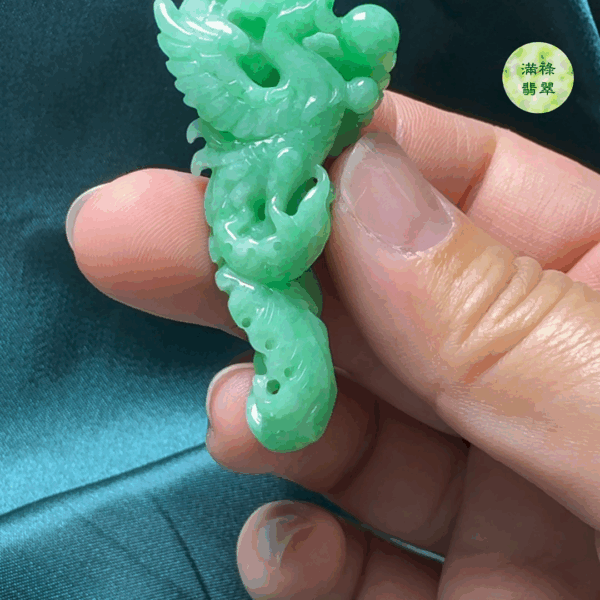 翡翠A貨玉器鳳凰翡翠吊墜 52-23-11mm