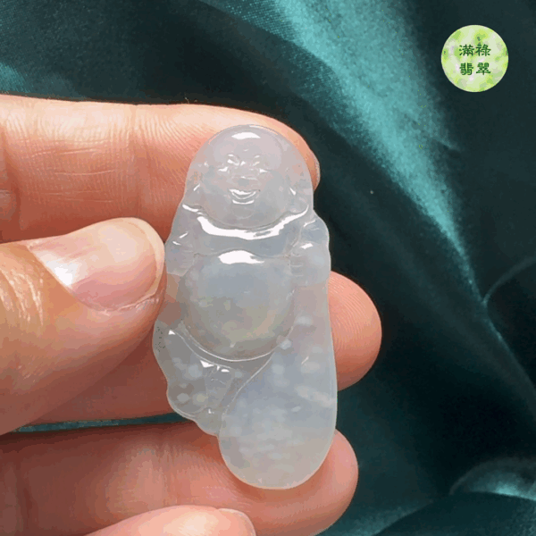 翡翠A貨玉器布袋佛公吊墜 30-20-4.3mm