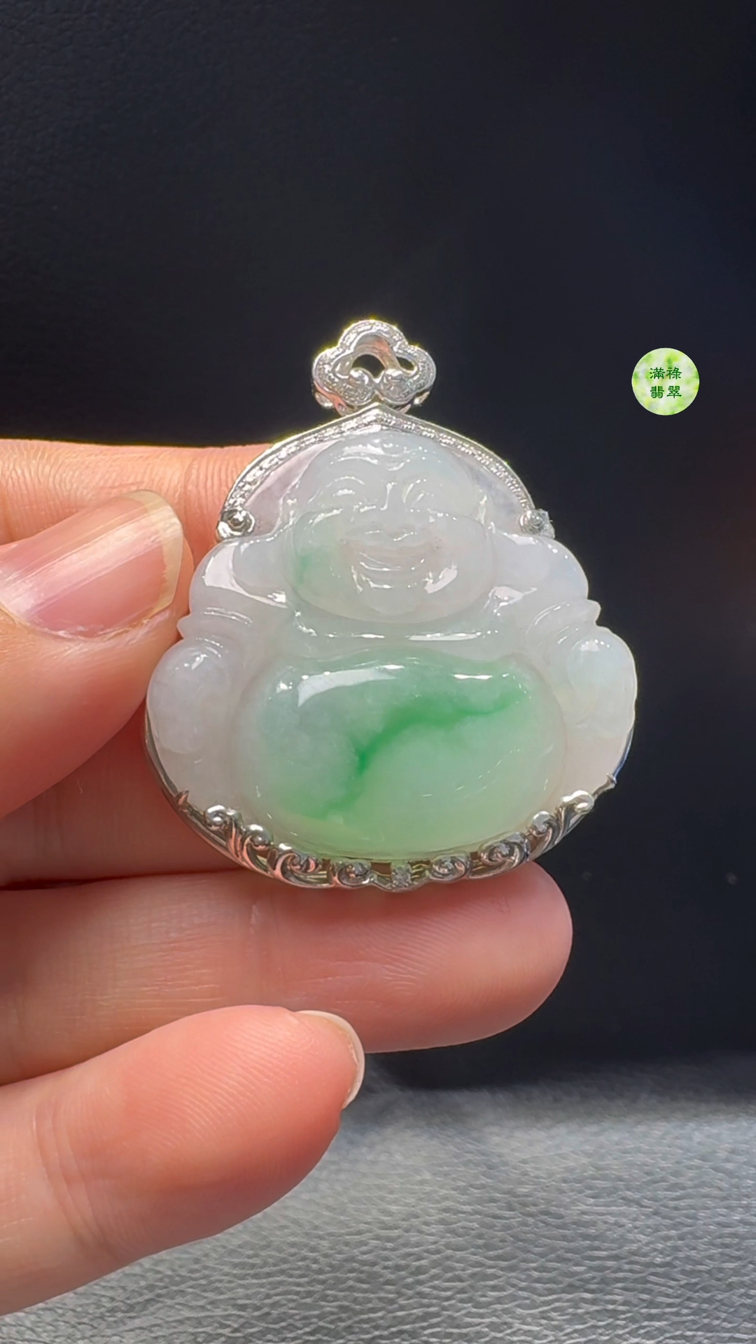 18K翡翠A貨玉器彌勒佛公翡翠吊墜 整個43-36-9.8mm 主石30-34mm 2 18K翡翠A貨玉器彌勒佛公翡翠吊墜 整個43-36-9.8mm 主石30-34mm - Image 2