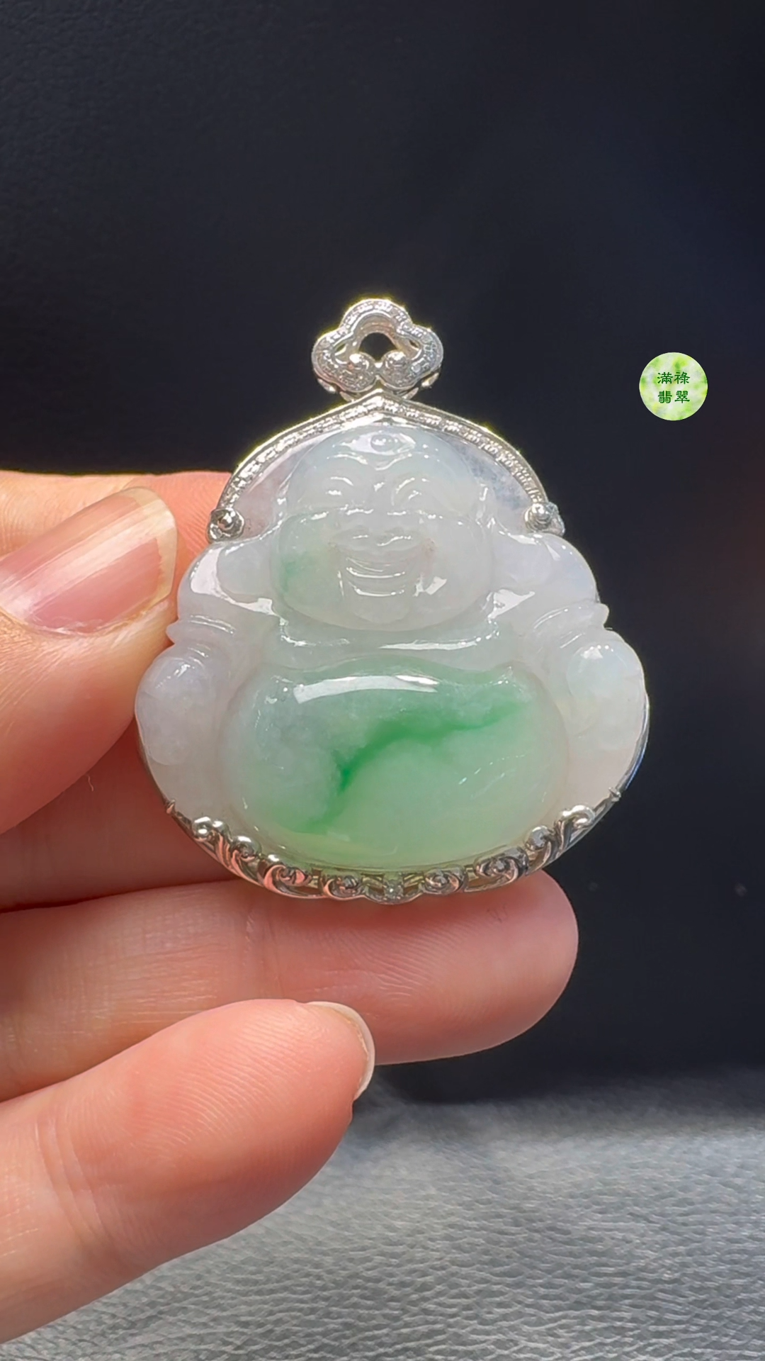 18K翡翠A貨玉器彌勒佛公翡翠吊墜 整個43-36-9.8mm 主石30-34mm 8 18K翡翠A貨玉器彌勒佛公翡翠吊墜 整個43-36-9.8mm 主石30-34mm - Image 8