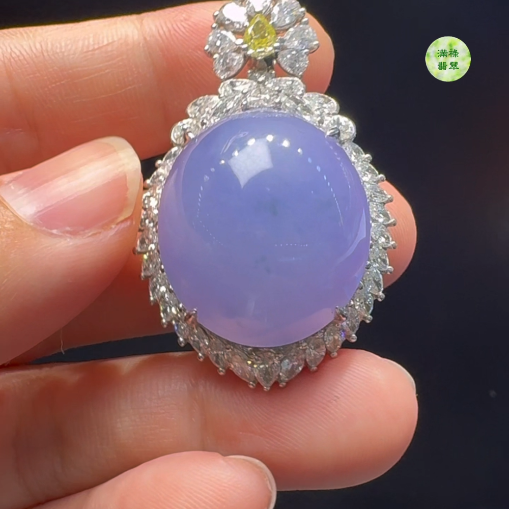 18K翡翠A貨玉器蛋面翡翠吊墜 整個42-26-18 主石23-21-8mm