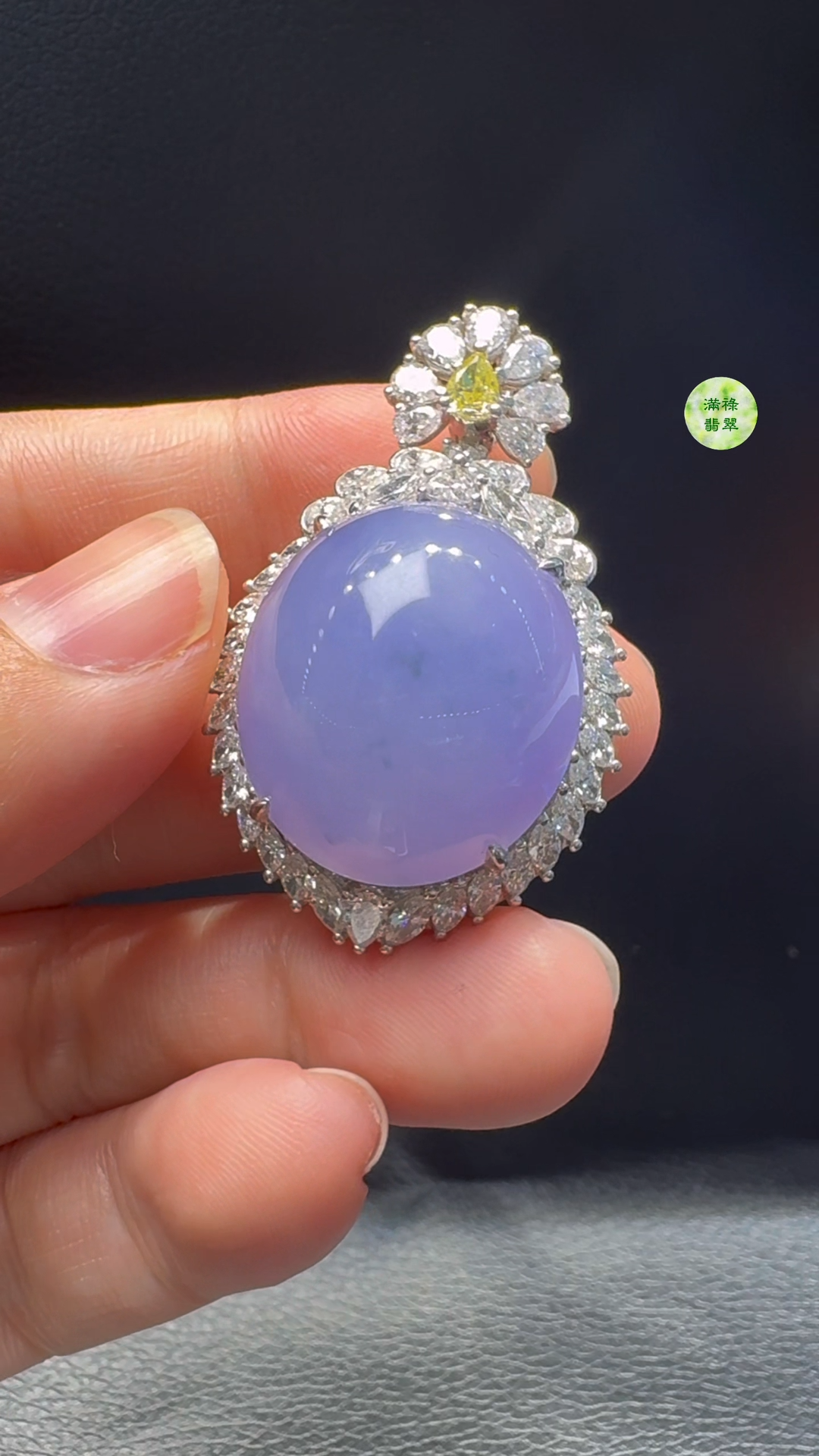 18K翡翠A貨玉器紫羅蘭蛋面翡翠吊墜 整個42-26-18 主石23-21-8mm 6 18K翡翠A貨玉器紫羅蘭蛋面翡翠吊墜 整個42-26-18 主石23-21-8mm - Image 6