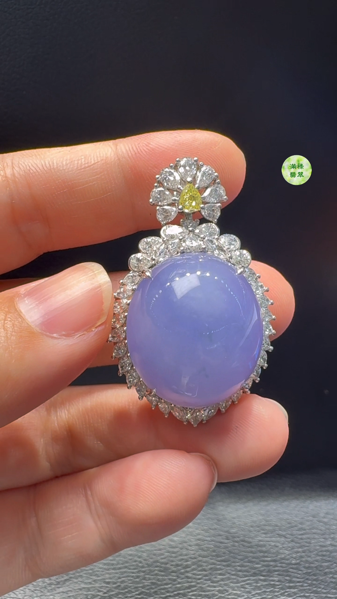 18K翡翠A貨玉器紫羅蘭蛋面翡翠吊墜 整個42-26-18 主石23-21-8mm 8 18K翡翠A貨玉器紫羅蘭蛋面翡翠吊墜 整個42-26-18 主石23-21-8mm - Image 8