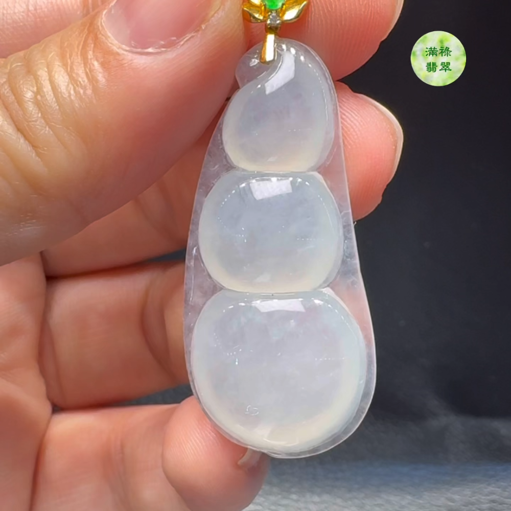 18K翡翠A貨玉器福豆翡翠吊墜 主石41-19-6mm