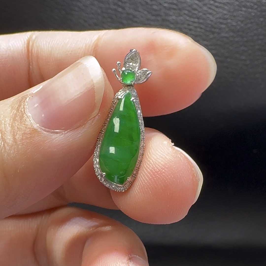 18K翡翠A貨玉器福豆翡翠吊墜 整個25-13-7.8mm 6 18K翡翠A貨玉器福豆翡翠吊墜 整個25-13-7.8mm - Image 6