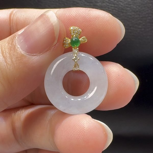 18K翡翠A貨玉器平安扣平安環翡翠吊墜 整個 25-18-5.6mm