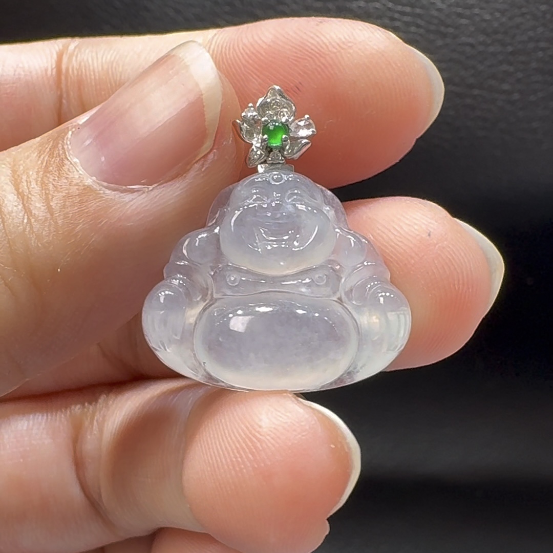 18K翡翠A貨玉器玉佛公彌勒佛翡翠吊墜 整個 25-21-5.7mm 1 18K翡翠A貨玉器玉佛公彌勒佛翡翠吊墜 整個 25-21-5.7mm