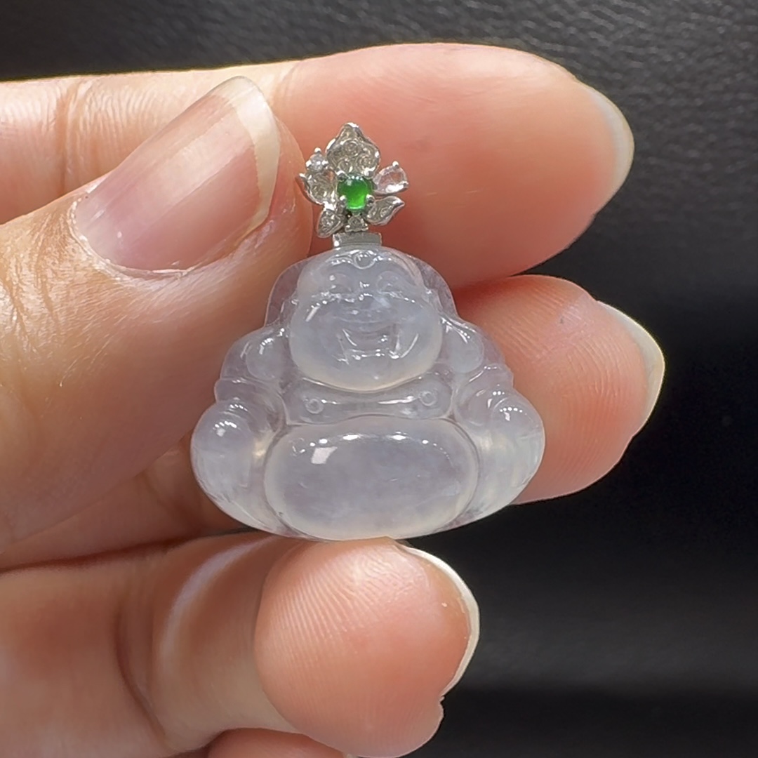 18K翡翠A貨玉器玉佛公彌勒佛翡翠吊墜 整個 25-21-5.7mm 2 18K翡翠A貨玉器玉佛公彌勒佛翡翠吊墜 整個 25-21-5.7mm - Image 2