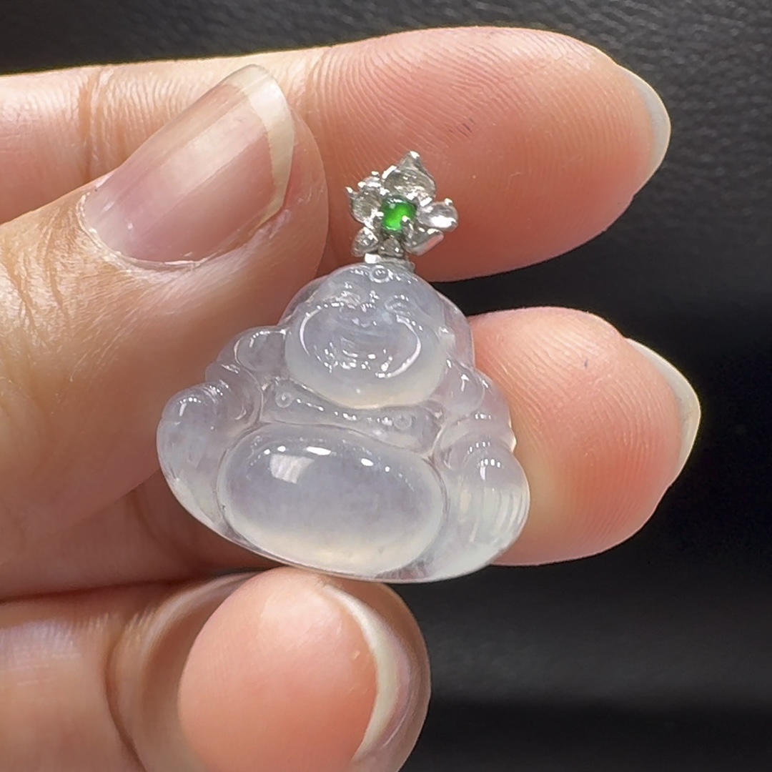18K翡翠A貨玉器玉佛公彌勒佛翡翠吊墜 整個 25-21-5.7mm 3 18K翡翠A貨玉器玉佛公彌勒佛翡翠吊墜 整個 25-21-5.7mm - Image 3