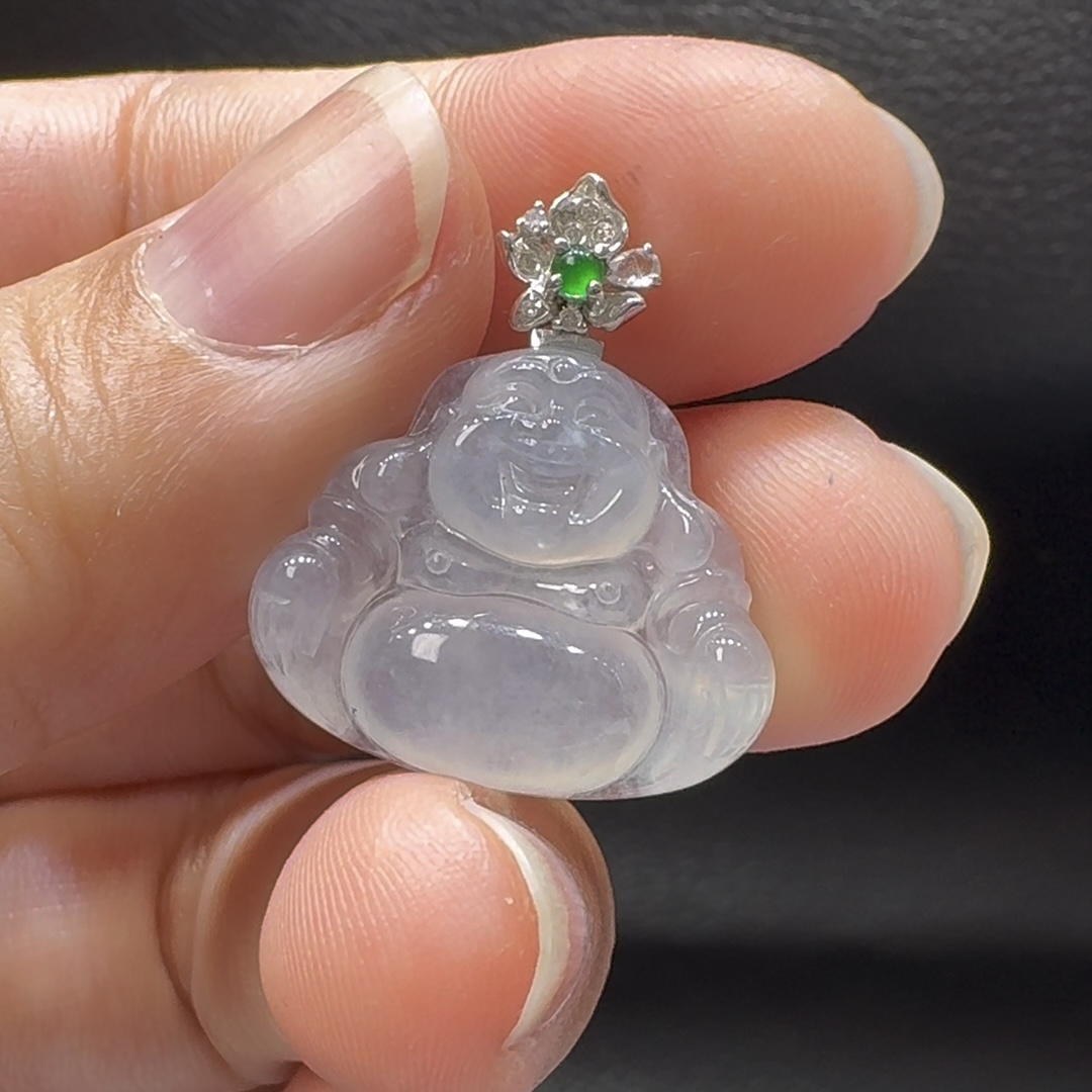 18K翡翠A貨玉器玉佛公彌勒佛翡翠吊墜 整個 25-21-5.7mm 4 18K翡翠A貨玉器玉佛公彌勒佛翡翠吊墜 整個 25-21-5.7mm - Image 4