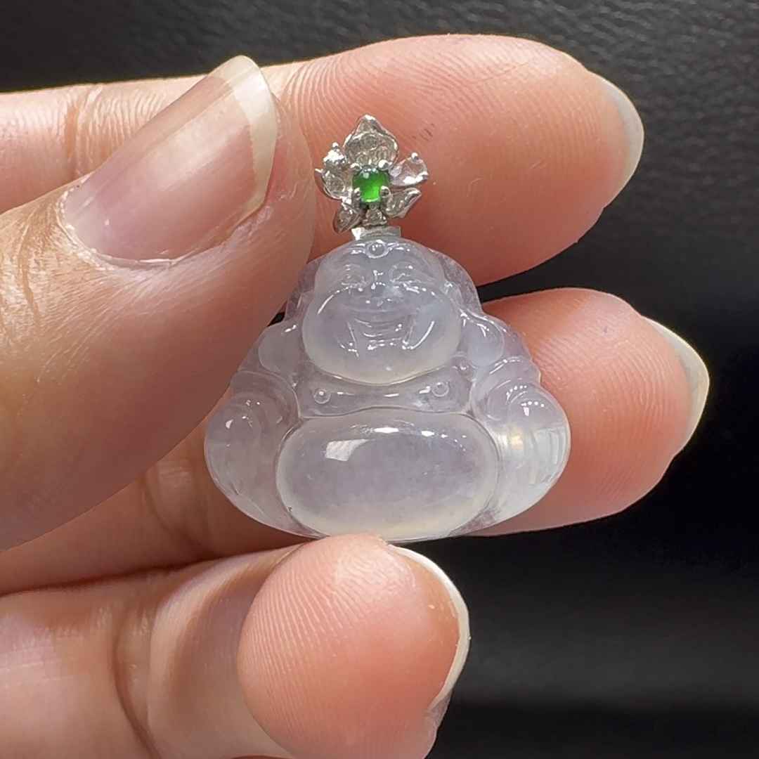 18K翡翠A貨玉器玉佛公彌勒佛翡翠吊墜 整個 25-21-5.7mm 5 18K翡翠A貨玉器玉佛公彌勒佛翡翠吊墜 整個 25-21-5.7mm - Image 5