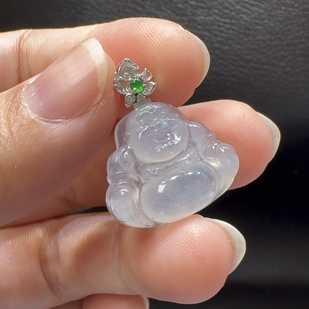 18K翡翠A貨玉器玉佛公彌勒佛翡翠吊墜 整個 25-21-5.7mm 8 18K翡翠A貨玉器玉佛公彌勒佛翡翠吊墜 整個 25-21-5.7mm - Image 8