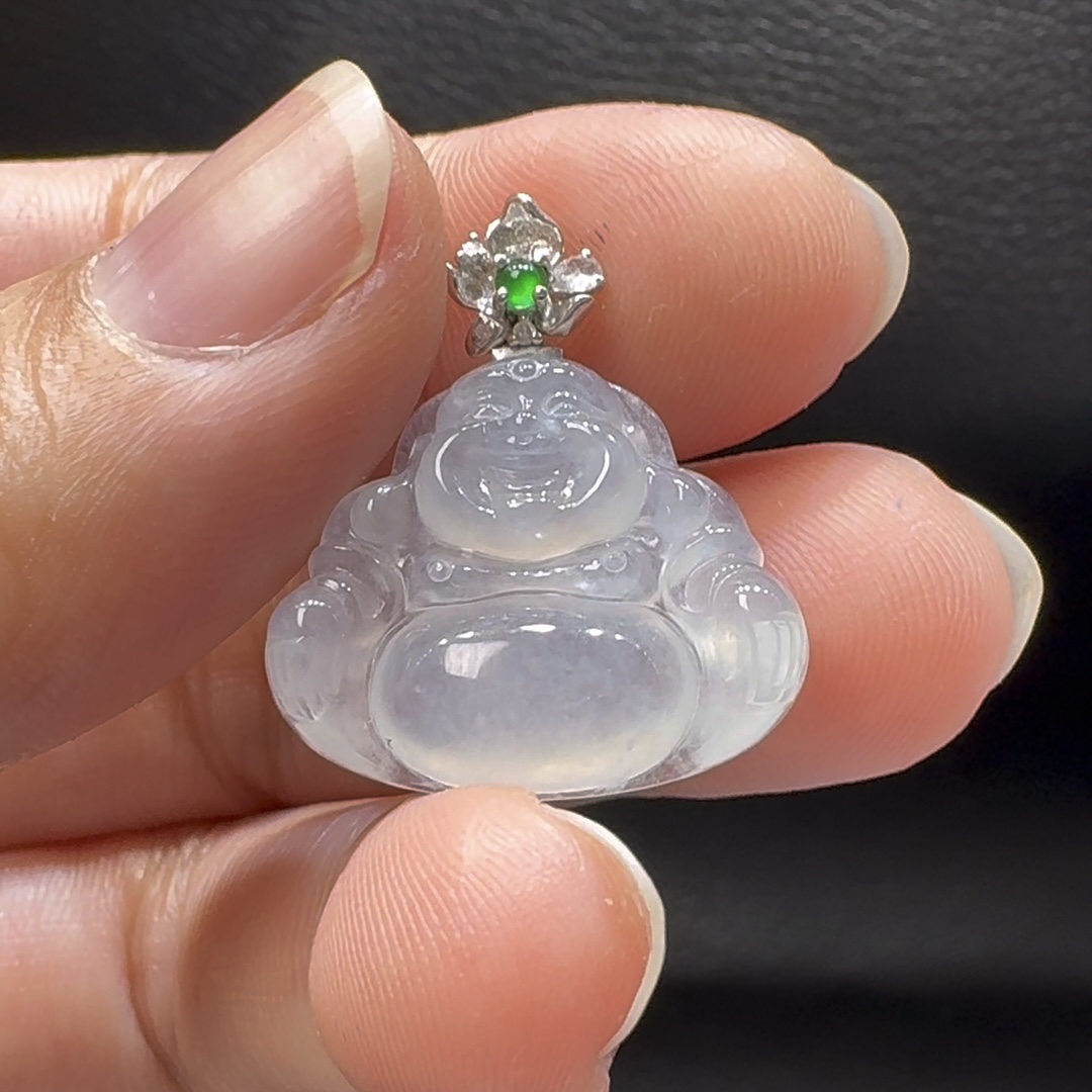 18K翡翠A貨玉器玉佛公彌勒佛翡翠吊墜 整個 25-21-5.7mm 9 18K翡翠A貨玉器玉佛公彌勒佛翡翠吊墜 整個 25-21-5.7mm - Image 9