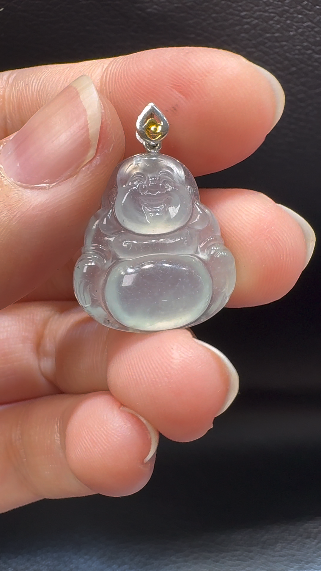 18K翡翠A貨玉器玉佛公彌勒佛翡翠吊墜 26-19-4.7mm 8 18K翡翠A貨玉器玉佛公彌勒佛翡翠吊墜 26-19-4.7mm - Image 8