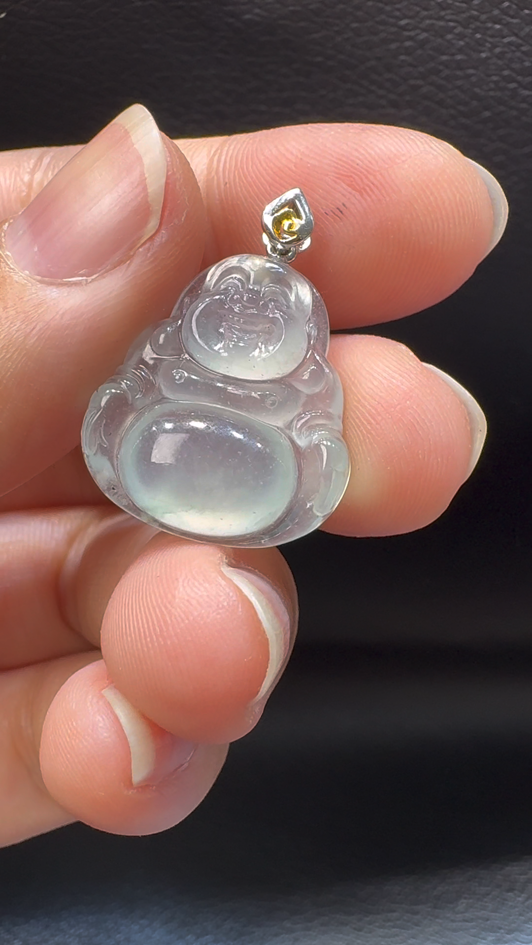 18K翡翠A貨玉器玉佛公彌勒佛翡翠吊墜 26-19-4.7mm 7 18K翡翠A貨玉器玉佛公彌勒佛翡翠吊墜 26-19-4.7mm - Image 7