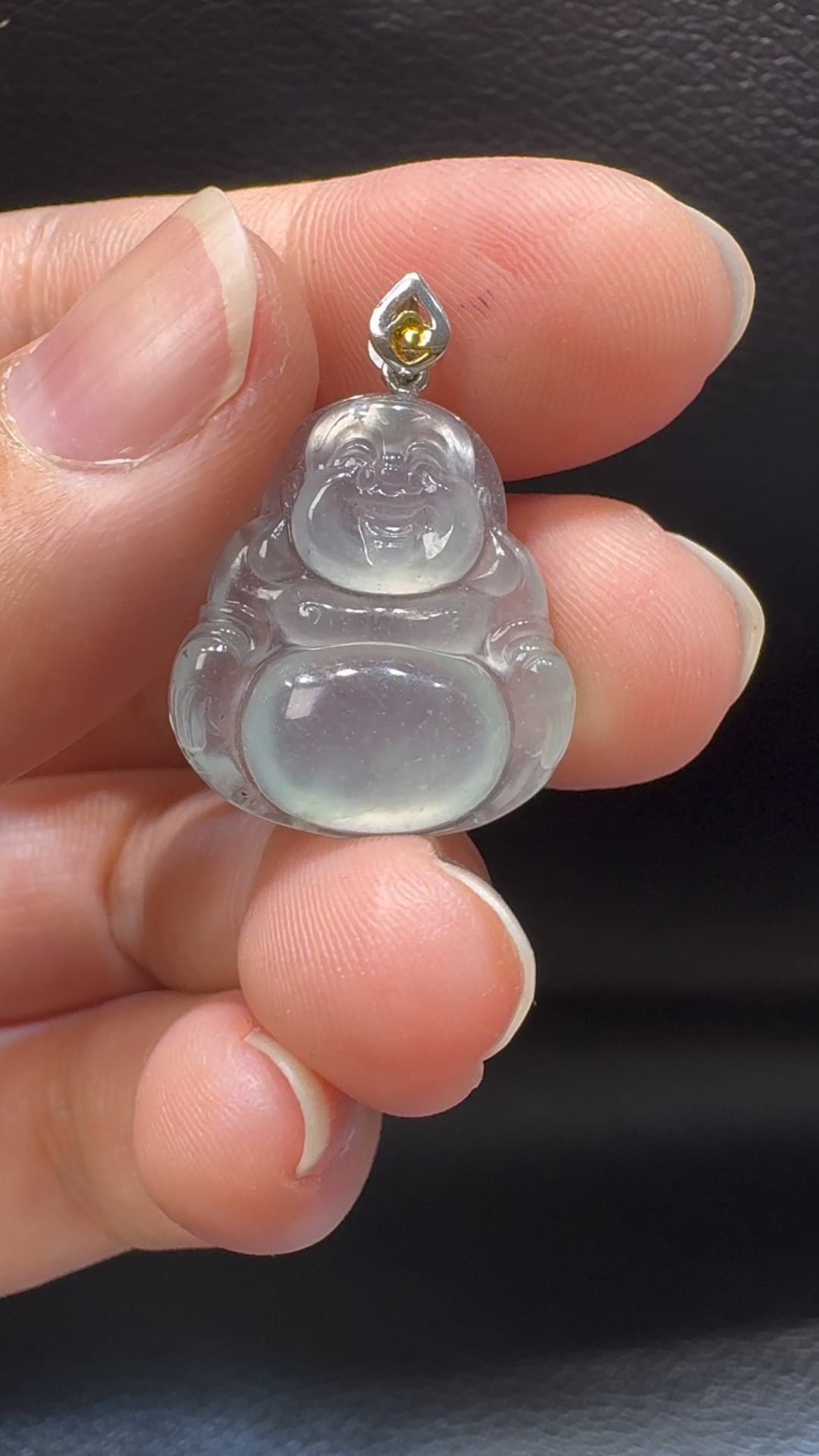 18K翡翠A貨玉器玉佛公彌勒佛翡翠吊墜 26-19-4.7mm 1 18K翡翠A貨玉器玉佛公彌勒佛翡翠吊墜 26-19-4.7mm