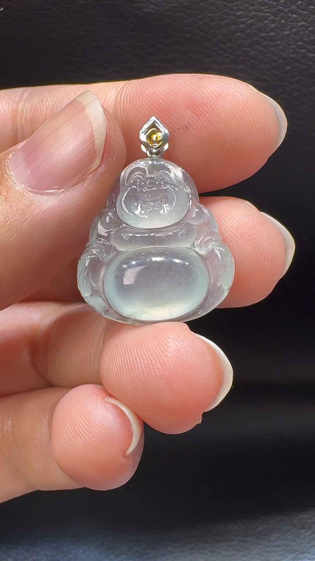 18K翡翠A貨玉器玉佛公彌勒佛翡翠吊墜 26-19-4.7mm 5 18K翡翠A貨玉器玉佛公彌勒佛翡翠吊墜 26-19-4.7mm - Image 5