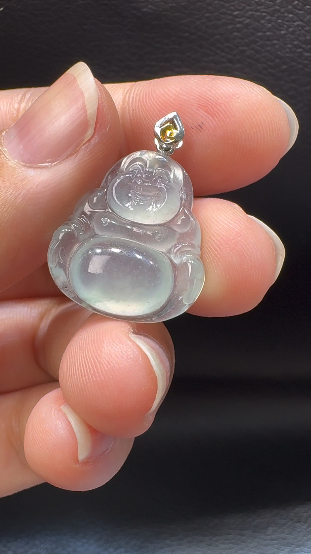 18K翡翠A貨玉器玉佛公彌勒佛翡翠吊墜 26-19-4.7mm 2 18K翡翠A貨玉器玉佛公彌勒佛翡翠吊墜 26-19-4.7mm - Image 2